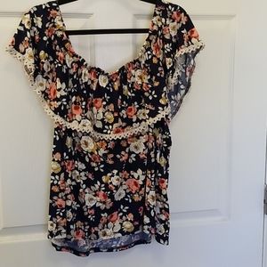 Loralette off the shoulder floral top 2X